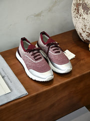 Men's Breathable Walking Shoes – Lightweight Knit Lace-Up Sneakers with Cushioned Non-Slip Sole