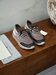 Men's Breathable Walking Shoes – Lightweight Knit Lace-Up Sneakers with Cushioned Non-Slip Sole