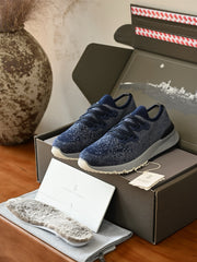Brunello Cucinelli Men's Knit Lace-Up Runner Sneakers, Leather Trim Quiet Luxury Old Money Breathable Casual Trainers