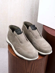 Berluti Men's Grained Leather Laceless Slip-On Ankle Boots, Quiet Luxury Old Money Casual Chukka Sneaker Boots