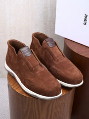 Berluti Men's Grained Leather Laceless Slip-On Ankle Boots, Quiet Luxury Old Money Casual Chukka Sneaker Boots