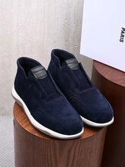 Berluti Men's Grained Leather Laceless Slip-On Ankle Boots, Quiet Luxury Old Money Casual Chukka Sneaker Boots