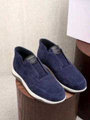 Berluti Men's Grained Leather Laceless Slip-On Ankle Boots, Quiet Luxury Old Money Casual Chukka Sneaker Boots