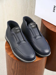 Berluti Men's Grained Leather Laceless Slip-On Ankle Boots, Quiet Luxury Old Money Casual Chukka Sneaker Boots