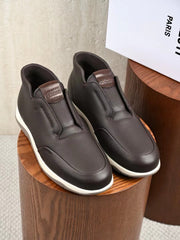 Berluti Men's Grained Leather Laceless Slip-On Ankle Boots, Quiet Luxury Old Money Casual Chukka Sneaker Boots