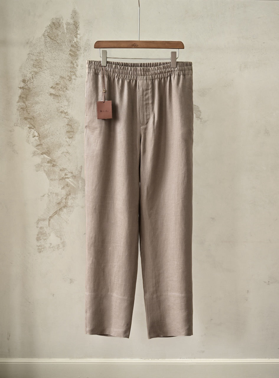 Men's 100% Linen Cropped Trousers Elastic Waist Straight‑Leg Breathable Lightweight Multi‑Color Summer Casual Pants