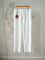 Men's 100% Linen Cropped Trousers Elastic Waist Straight‑Leg Breathable Lightweight Multi‑Color Summer Casual Pants