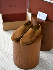 Luxury Men Suede Leather Slip‑On Loafers Soft Flat Sole Driving Shoes Italian Handcrafted Casual Smart Footwear