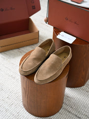 Luxury Men Suede Leather Slip‑On Loafers Soft Flat Sole Driving Shoes Italian Handcrafted Casual Smart Footwear