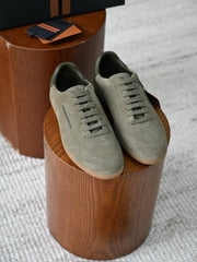 Zegna Luxury Men Low‑Top Suede Sneakers Lace‑Up Design Gum Outsole Italian Handcrafted Casual Shoes For Commuting & Weekend Outing