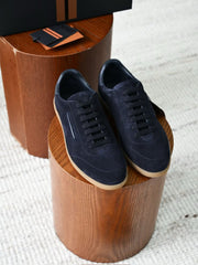 Zegna Luxury Men Low‑Top Suede Sneakers Lace‑Up Design Gum Outsole Italian Handcrafted Casual Shoes For Commuting & Weekend Outing