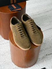 Zegna Luxury Men Low‑Top Suede Sneakers Lace‑Up Design Gum Outsole Italian Handcrafted Casual Shoes For Commuting & Weekend Outing