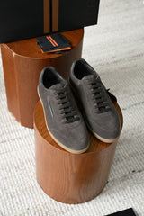 Zegna Luxury Men Low‑Top Suede Sneakers Lace‑Up Design Gum Outsole Italian Handcrafted Casual Shoes For Commuting & Weekend Outing