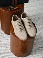 Zegna Luxury Men Low‑Top Suede Sneakers Lace‑Up Design Gum Outsole Italian Handcrafted Casual Shoes For Commuting & Weekend Outing