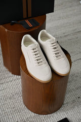 Zegna Luxury Men Low‑Top Suede Sneakers Lace‑Up Design Gum Outsole Italian Handcrafted Casual Shoes For Commuting & Weekend Outing
