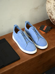 Men's Suede Slip‑On Sneakers Laceless Loafers Retro Suede Low‑Top Casual Shoes