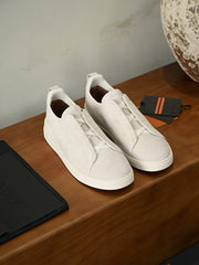 Men's Suede Slip‑On Sneakers Laceless Loafers Retro Suede Low‑Top Casual Shoes