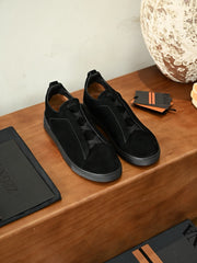 Men's Suede Slip‑On Sneakers Laceless Loafers Retro Suede Low‑Top Casual Shoes