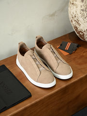 Men's Suede Slip‑On Sneakers Laceless Loafers Retro Suede Low‑Top Casual Shoes