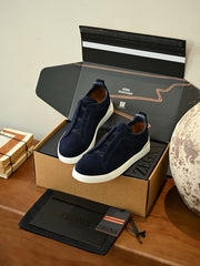 Men's Suede Slip‑On Sneakers Laceless Loafers Retro Suede Low‑Top Casual Shoes